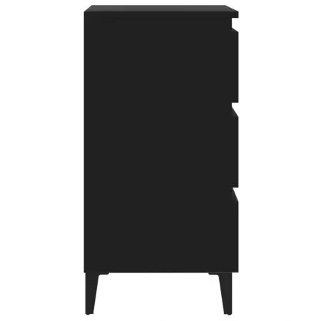 Set 2 bucati noptiera cu picioare metalice, negru, 35 x 69 cm