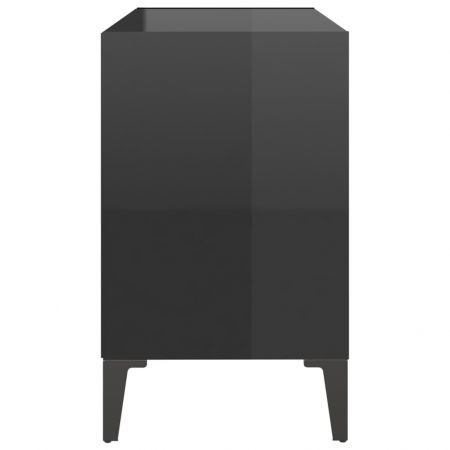 Comoda TV cu picioare metalice, negru lucios, 69.5 x 30 x 50 cm