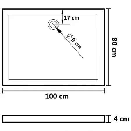 Cadita de dus dreptunghiulara din ABS, alb, 80 x 100 cm