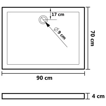 Cadita de dus dreptunghiulara din ABS, alb, 70 x 90 cm