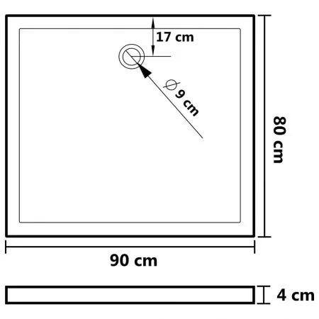 Cadita de dus dreptunghiulara din ABS, alb, 80 x 90 cm