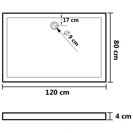 Cadita de dus dreptunghiulara din ABS, alb, 80 x 120 cm