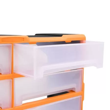 Organizator cu 8 sertare mari, portocaliu si negru, 8 sertare