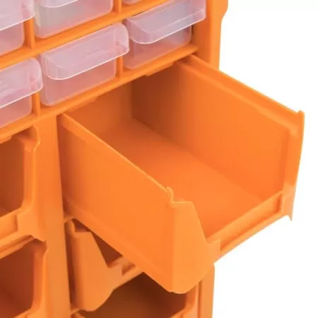 Organizator cu 39 de sertare, portocaliu si negru, 30 + 9 sertare