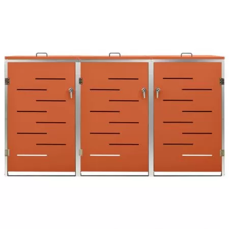 Magazie pentru trei pubele, portocaliu, 207 x 77.5 x 115 cm