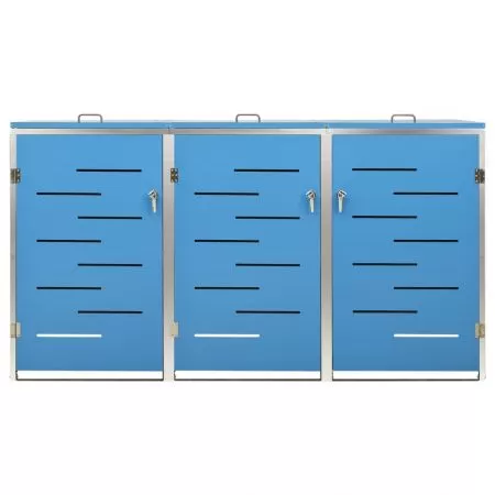Magazie pentru trei pubele, albastru, 207 x 77.5 x 115 cm