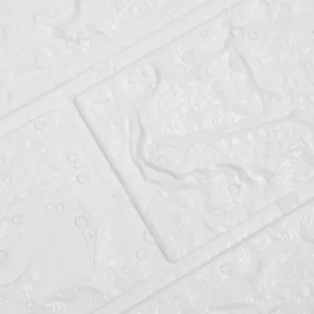 Tapet de perete autocolant 3D, 10 buc., alb, model cărămizi