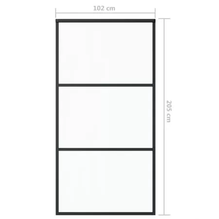 Ușă glisantă, negru, 102x205 cm, sticlă ESG și aluminiu