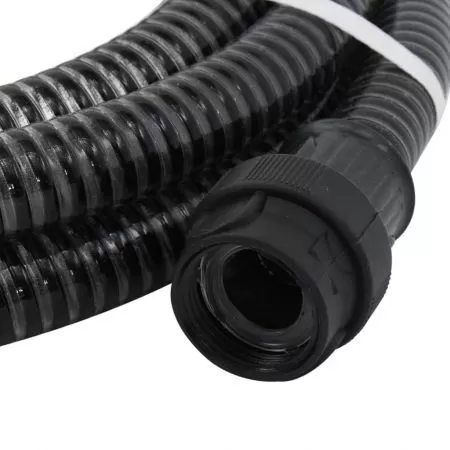 Furtun de aspirare cu racorduri din PVC, negru, 7 m