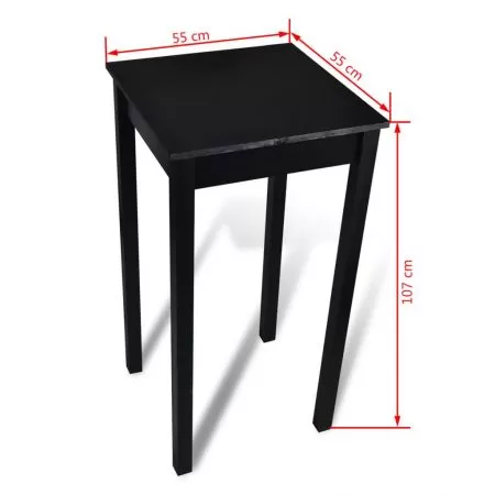 Masa de bar cu 2 scaune de bar, negru, 55 x 55 x 107 cm