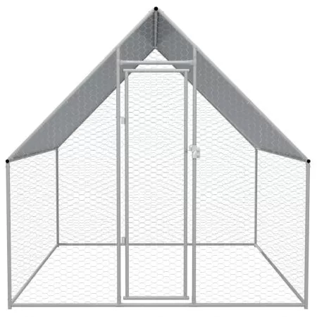 Cotet de gaini pentru exterior, argintiu, 2 x 2 x 1.92 m