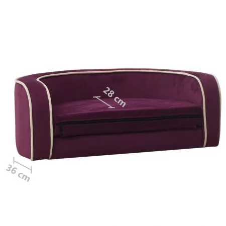 Canapea pliabila caini visiniu 73x67x26 cm perna plus lavabila, burgundy