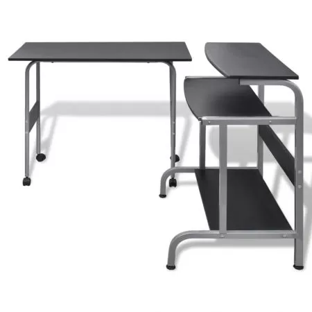 Birou reglabil pentru computer, negru, 66 x 49 x 84 cm