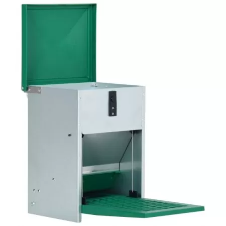 Dozator automat de hrana pentru pasari de curte, verde, 27,5 x 23 x 39,5 cm