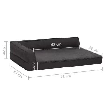 Saltea ergonomica pat de caini negru aspect in/fleece, negru, 75 x 53 cm