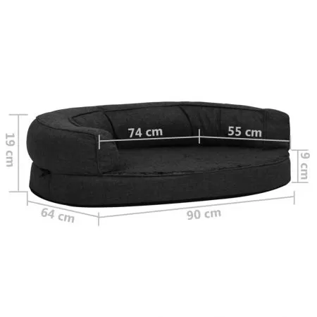 Saltea ergonomica pat de caini negru aspect in/fleece, negru, 90 x 64 cm