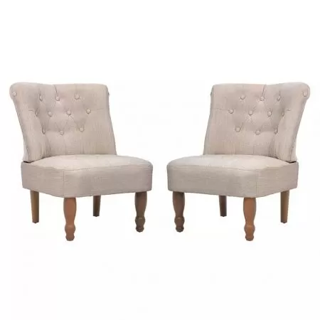 Set 2 bucati scaune in stil frantuzesc, crem, 54 x 66.5 x 70 cm