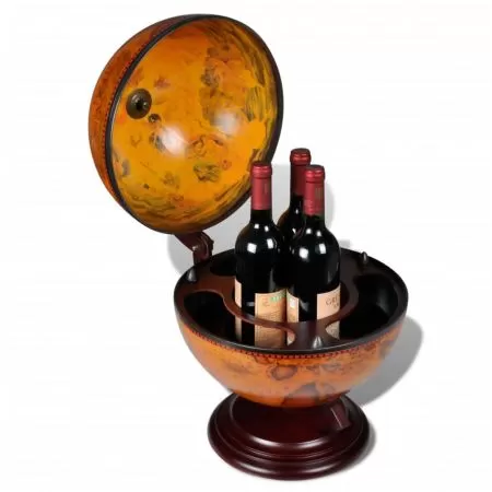 Bar tip glob pamantesc stativ sticle de vin lemn de eucalipt, maro
