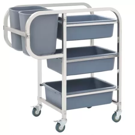  Cărucior de bucătărie cu recipiente din plastic, 82x43,5x93 cm