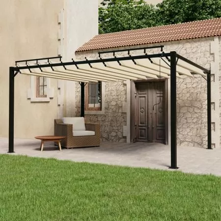  Pavilion cu acoperiș jaluzea, crem, 3x4 m, țesătură/aluminiu