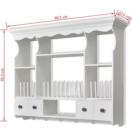 Dulap de perete pentru bucatarie, alb, 90.5 x 22.5 x 70.3 cm