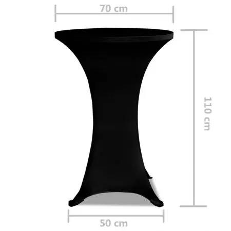 Set 2 bucati husa de masa cu picior ø70 cm, negru, 70 cm