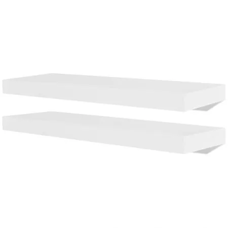 2 Rafturi suspendate pe perete din MDF depozitare carti/DVD-uri, alb, 60 cm