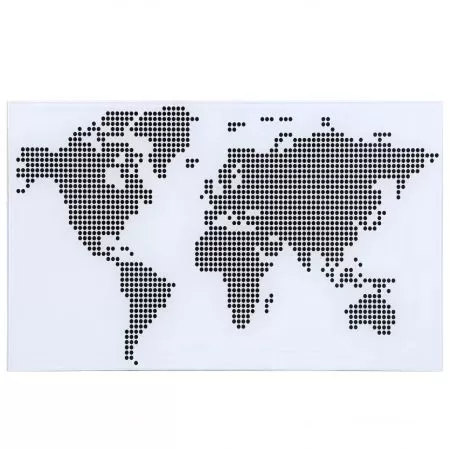 Birou din sticla cu model harta lumii, multicolor, 80 x 50 x 75 cm