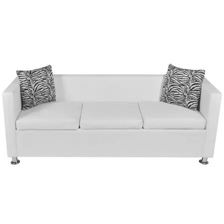 Canapea cu 3 locuri, alb, 170 x 62.5 x 63 cm