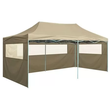  Cort de petrecere pliabil cu 4 pereți, crem, 3 x 6 m, oțel