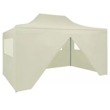  Cort de petrecere pliabil cu 4 pereți, crem, 3 x 4 m, oțel
