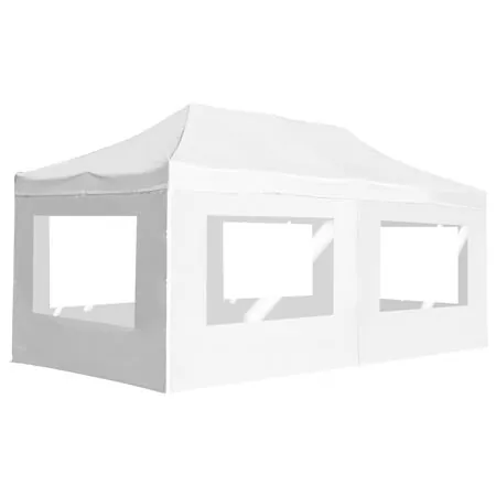  Cort de petrecere pliabil cu pereți, alb, 6 x 3 m, aluminiu