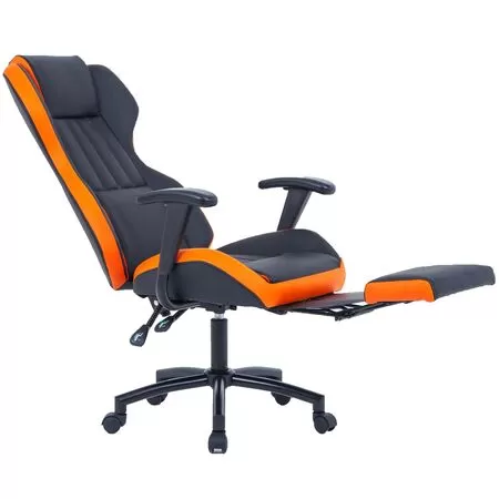 Scaun de birou directorial US77 Kronos, negru si portocaliu, 65x64x114-122 cm