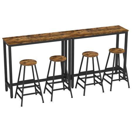 Set 2 scaune bar Hogland, negru si stejar antichizat, 40x40x71 cm