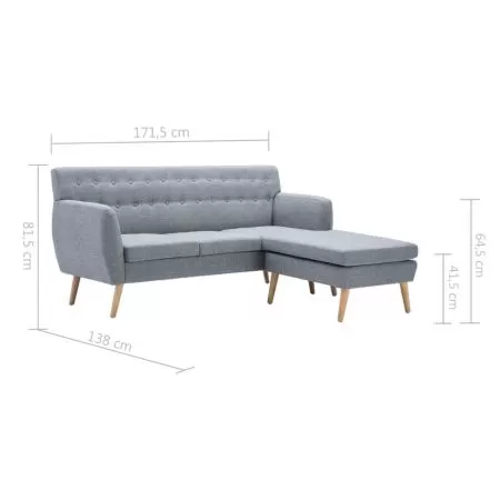 Canapea forma L, gri deschis, 171.5 x 138 x 81.5 cm