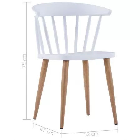 Set 2 bucati scaune de bucatarie, alb, 52 x 47 x 75 cm