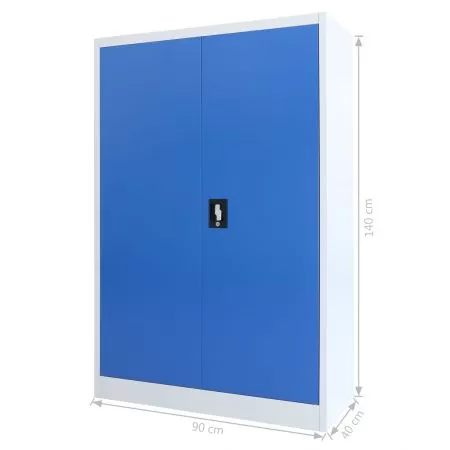 Dulap de birou, albastru, 90 x 40 x 140 cm