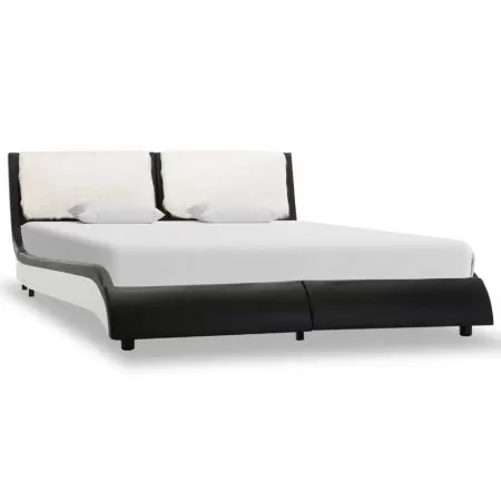Cadru de pat, negru si alb, 140 x 200 cm