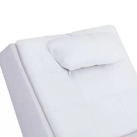 Șezlong de masaj cu pernă, alb, piele artificială