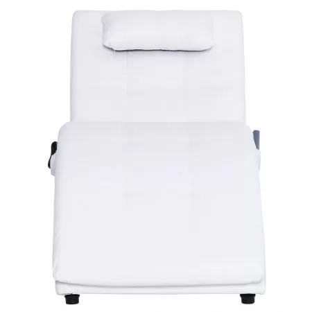 Șezlong de masaj cu pernă, alb, piele artificială