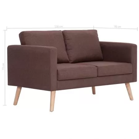 Canapea cu 2 locuri, maro, 116 x 70 x 73 cm