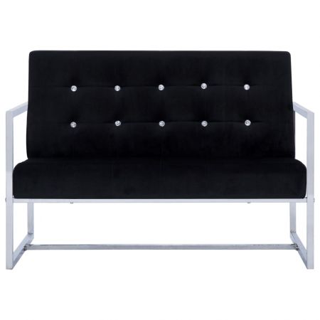 Canapea cu 2 locuri cu brate, negru, 114 x 78 x 81 cm