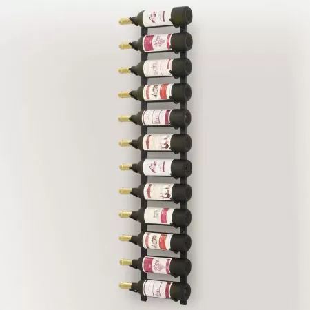 Suport sticle de vin montat pe perete, 12 sticle, negru, fier