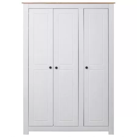 Șifonier cu 3 uși, alb, 118 x 50 x 171,5 cm, pin gama Panama