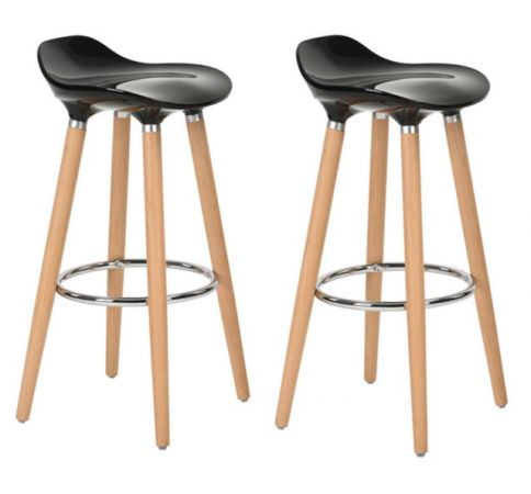 Set 2 scaune bar Jasmine, negru, 40x39x80.5 cm