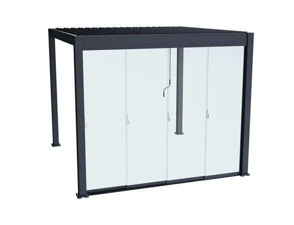 Set 4 Panouri glisante pentru laterala de 4m, din sticla, pentru pergola bioclimatica de 3x4 m, UnicSpot