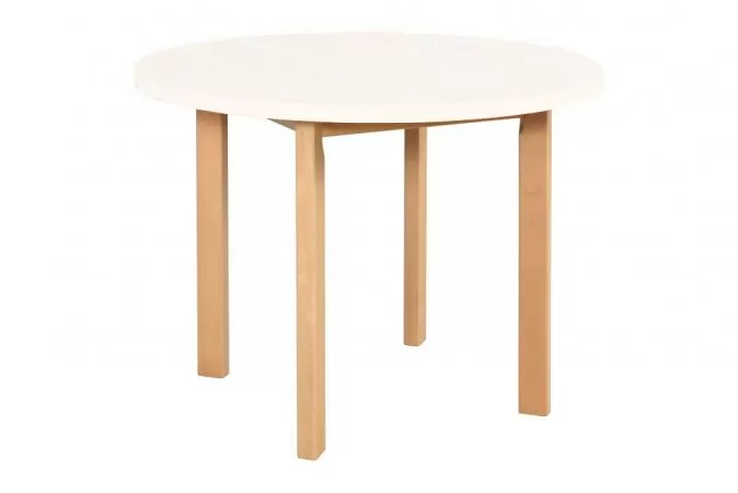 Masa rotunda living/bucatarie Polina 2 , stejar alb/alb, 100 cm, UnicSpot