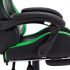 Scaun de racing suport picioare verde/negru piele ecologica, verde si negru