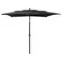  Umbrelă de soare 3 niveluri, stâlp aluminiu, negru, 2,5x2,5 m