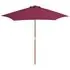  Umbrelă de soare de exterior, stâlp lemn, roșu bordo, 270 cm